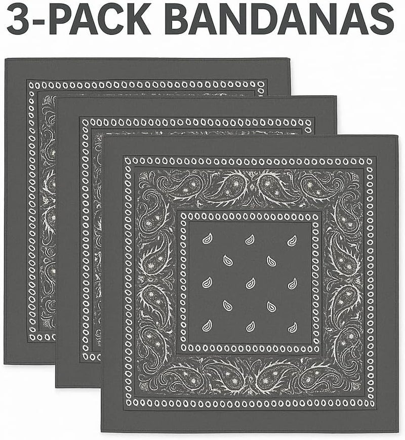 SUNRIBE 3 Pack Paisley Bandanas – 100% Cotton Square 21x21 Head Wrap, Headband, Face Cover, Neck Scarf for Men & Women - Image 2